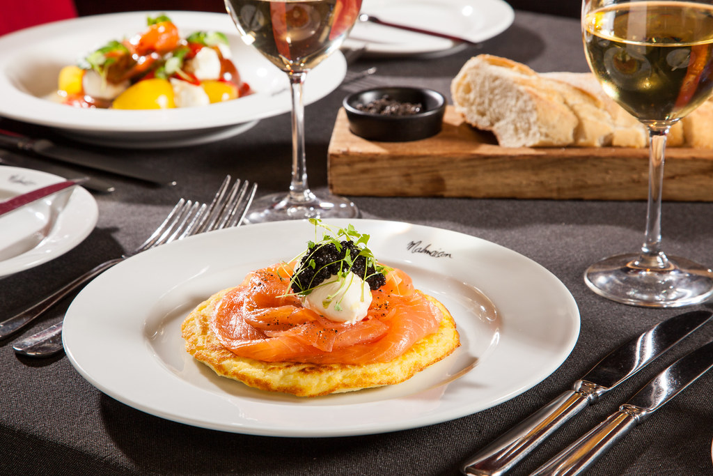 Pancakes with salmon
