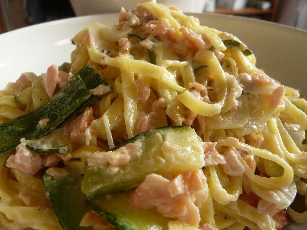 Penne with salmon