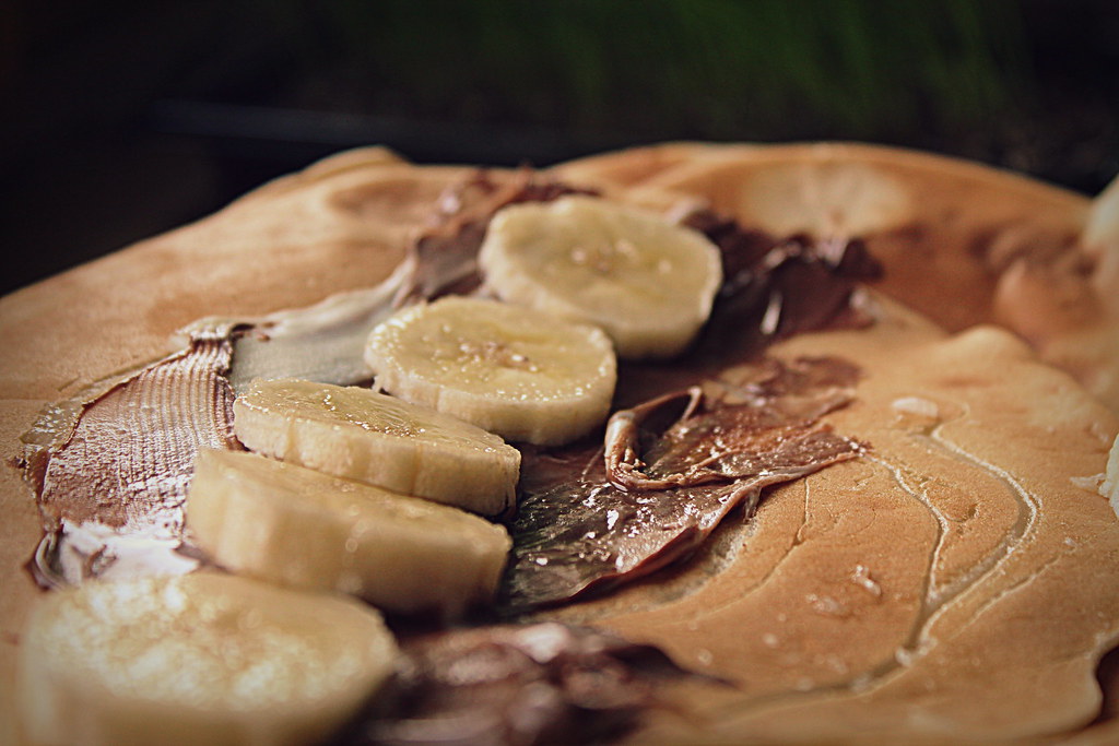 Pancakes with banana and chocolate