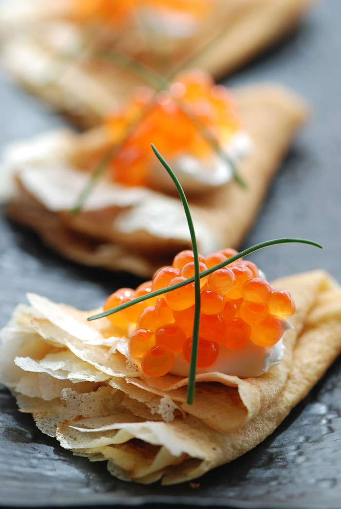 Pancakes with caviar