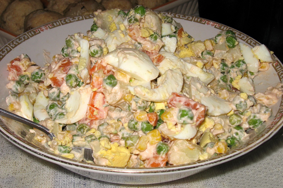 Olivier salad with chicken
